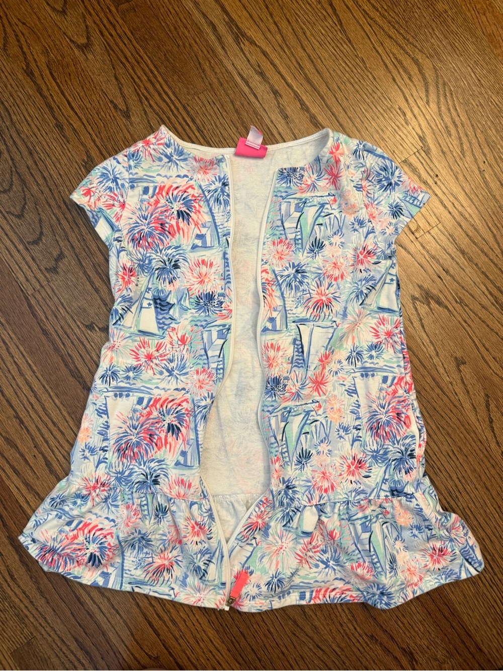 Lilly Pulitzer Girls Full Zip Coverup / Dress Sailboat & Fireworks Size L